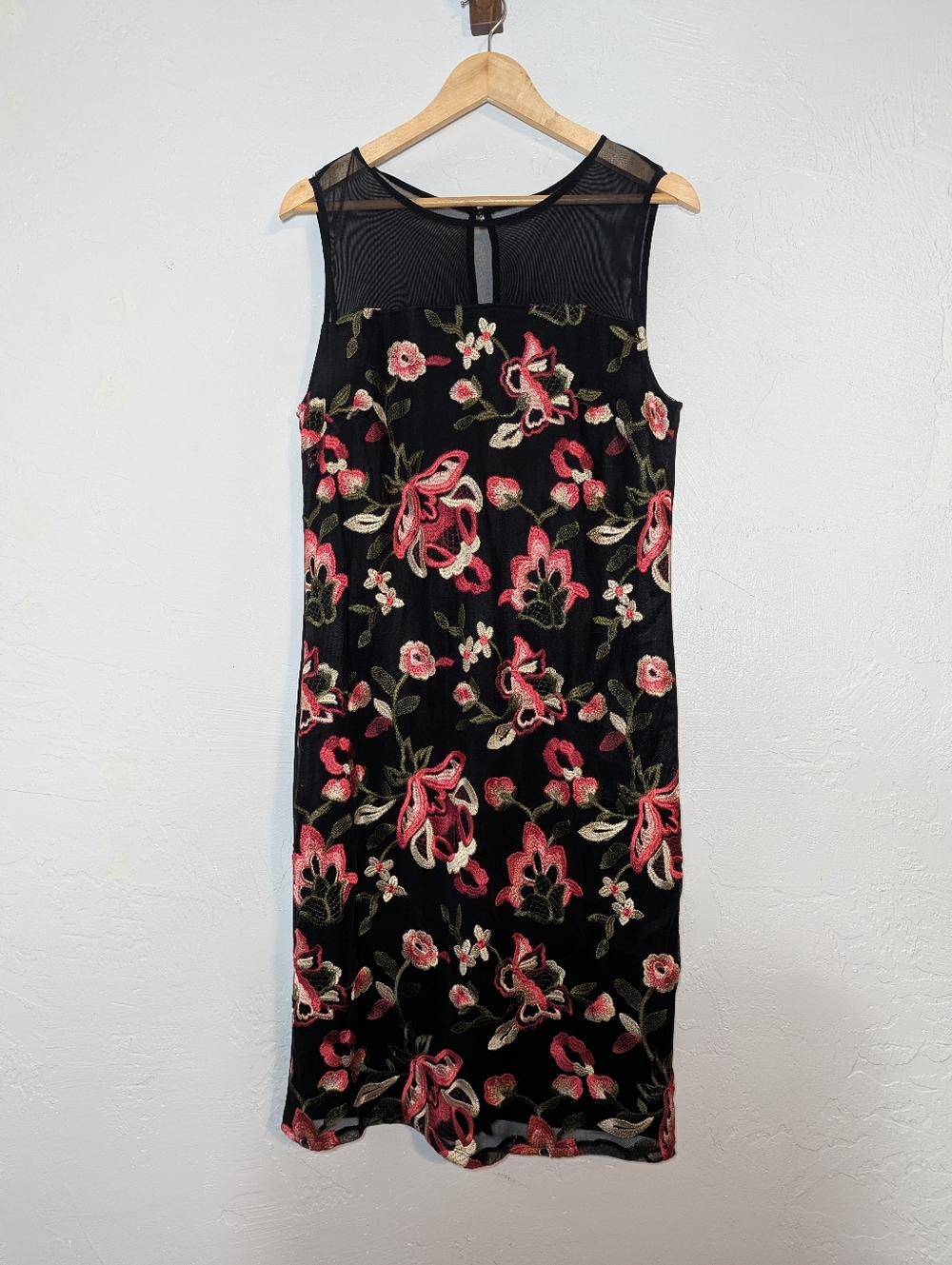Black Floral Embroider Sleeveless Cocktail Dress Wedding Guest Romantic Whimsi